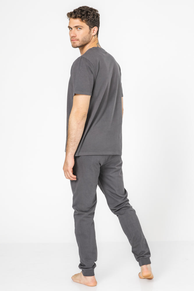  לגבר סט פיג'מת מעבר בצבע אפור 