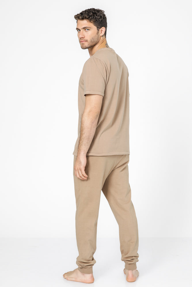 סט פיג'מת מעבר בצבע חום 