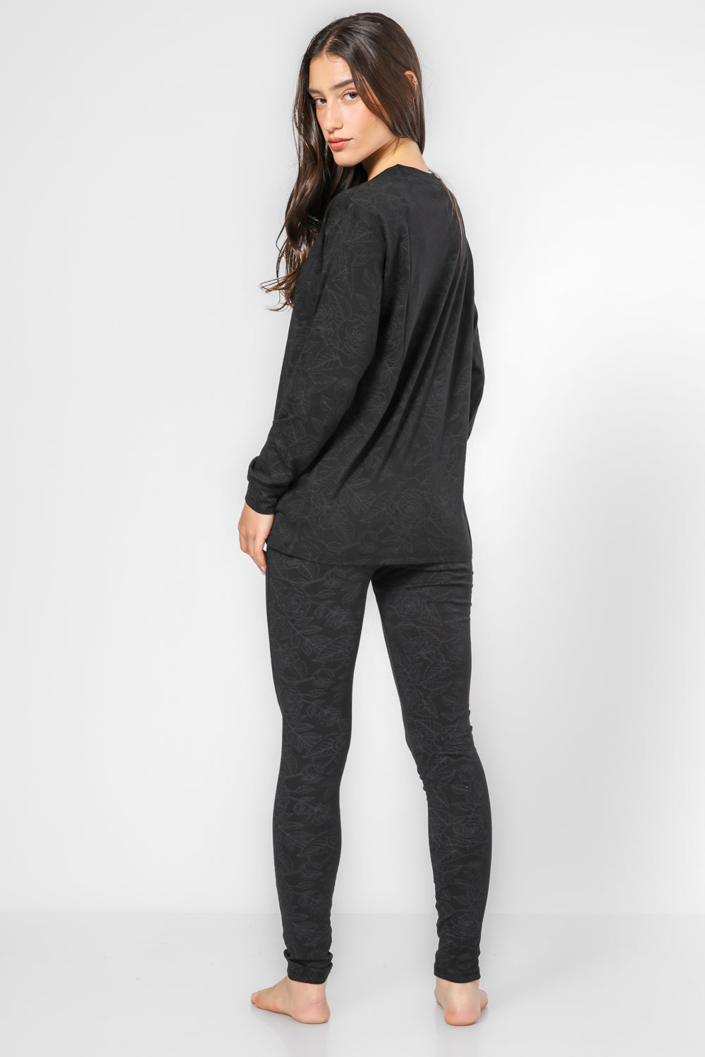 סט פיג’מה ארוכה דקה MINNIE שחור