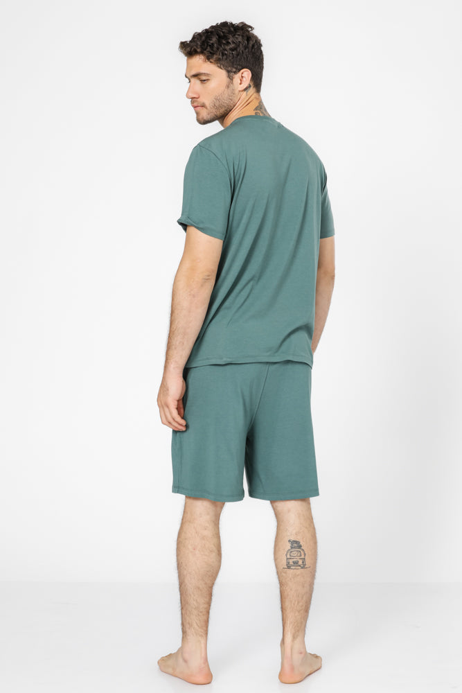 סט פיג'מה קצרה לגבר בצבע ירוק