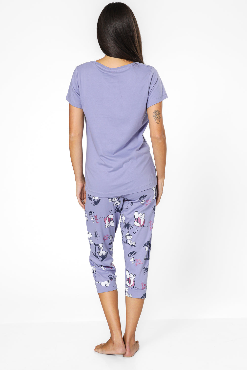 פיג'מת סנופי סגולה לנשים 3/4