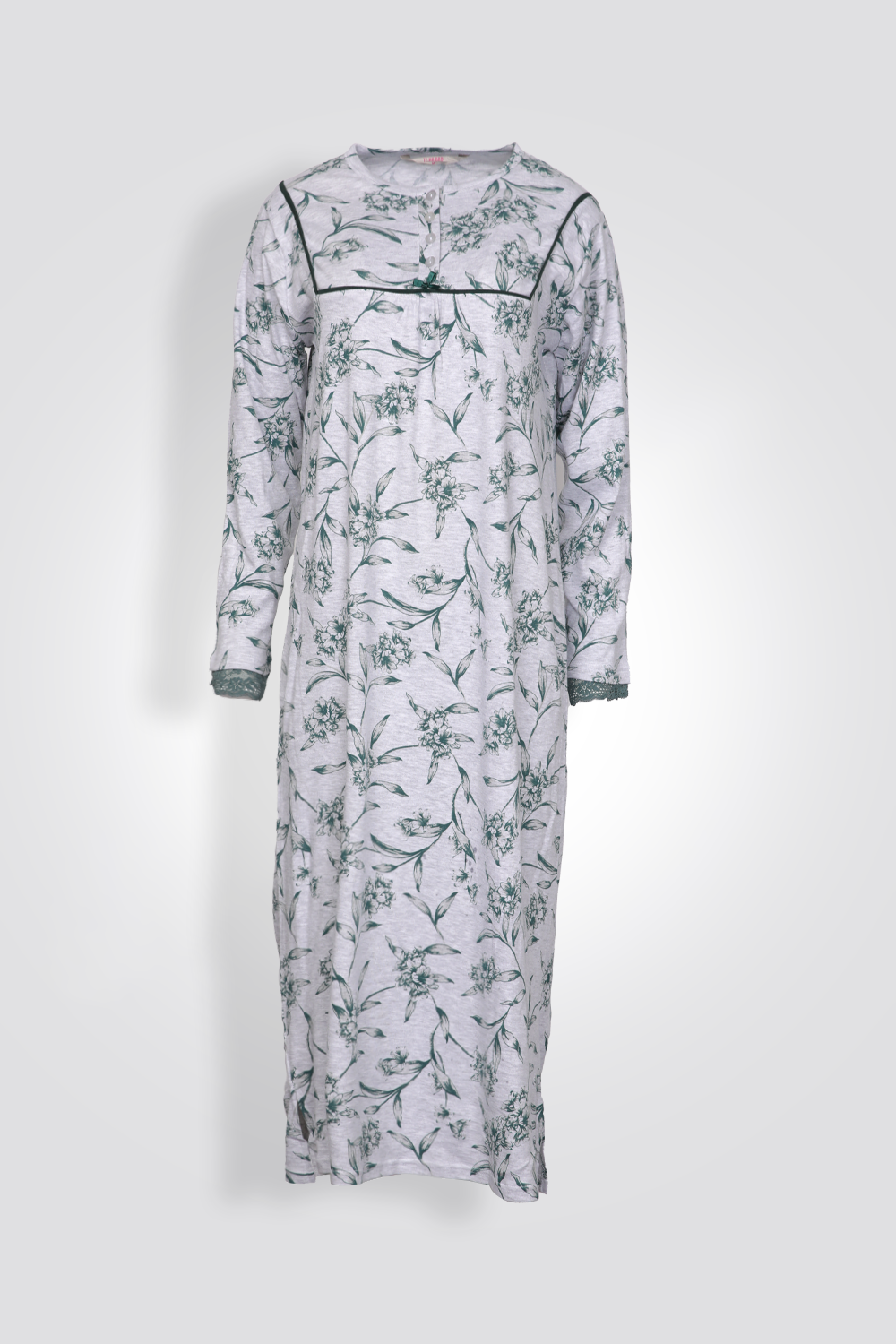 כותונת לילה ארוכה עם הדפס עלים