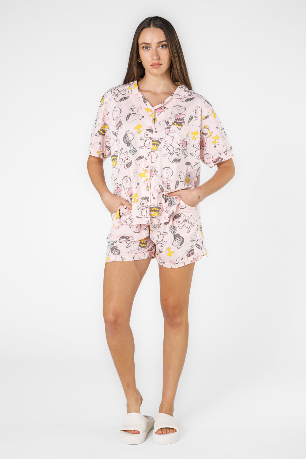 סט פיג'מה מכופתרת סנופי 