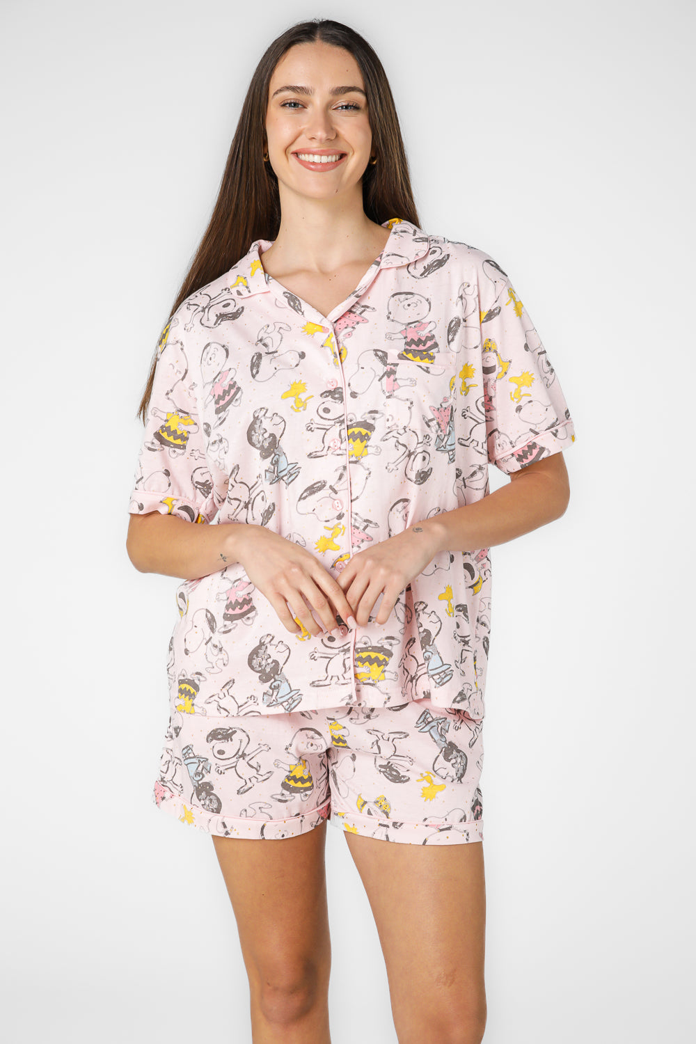 סט פיג'מה מכופתרת סנופי 