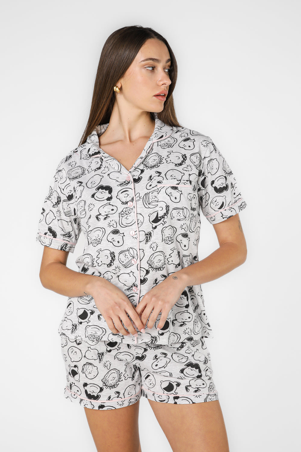 סט פיג'מה מכופתרת סנופי 