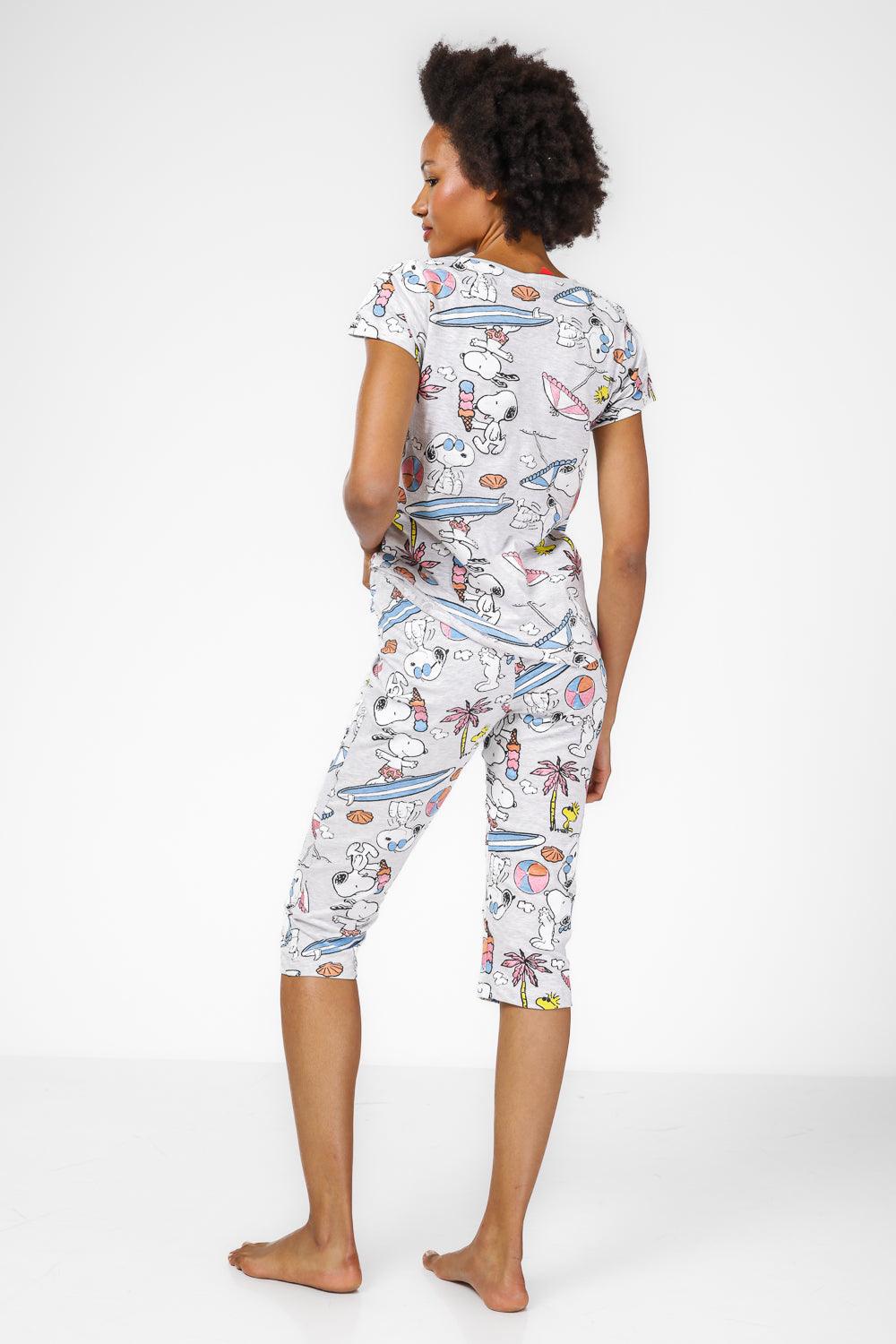 סט פיג'מה 3/4 סנופי בחוף הים בצבע אפור - MASHBIR//365