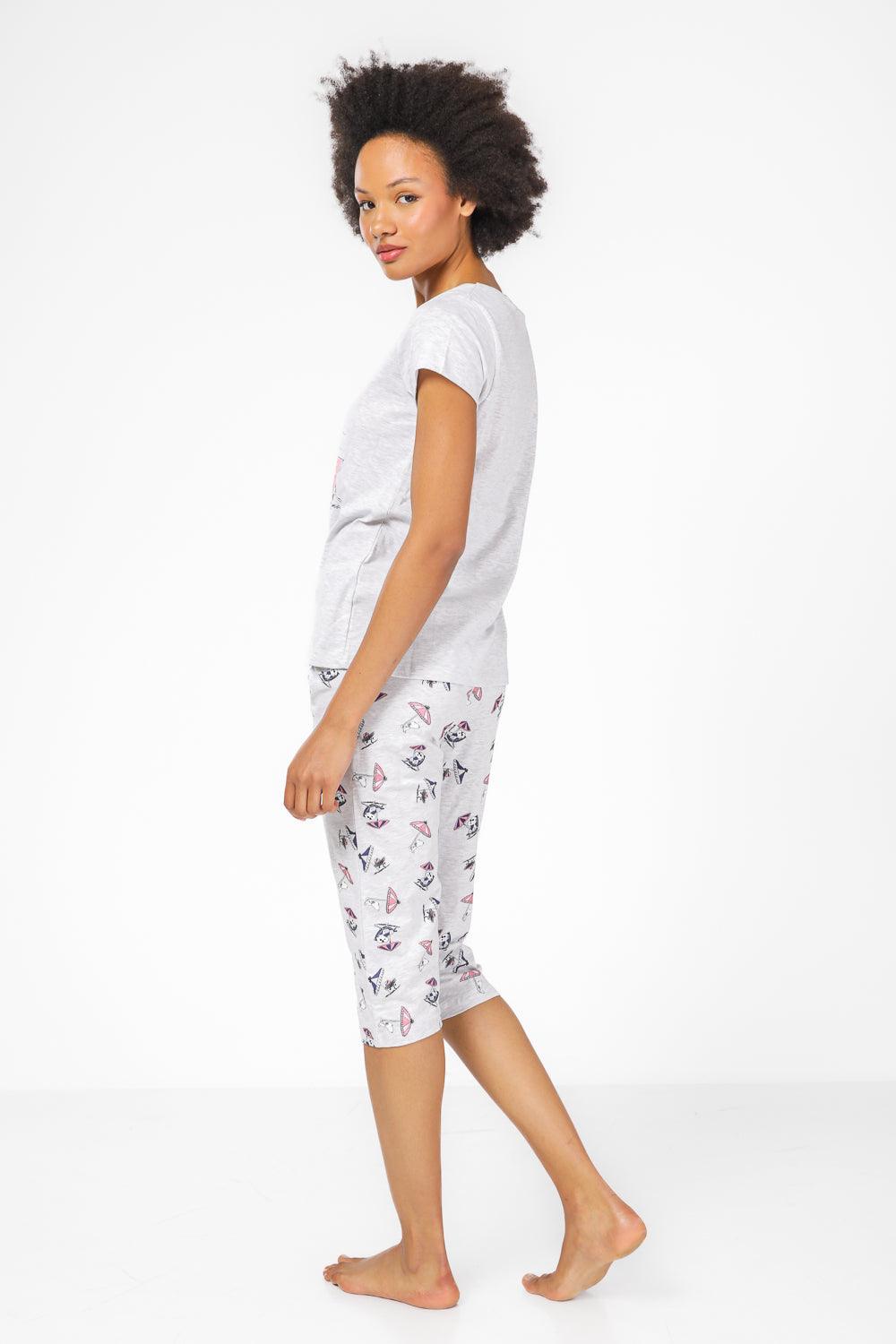 סט פיג'מה 3/4 סנופי משתזף בצבע אפור - MASHBIR//365