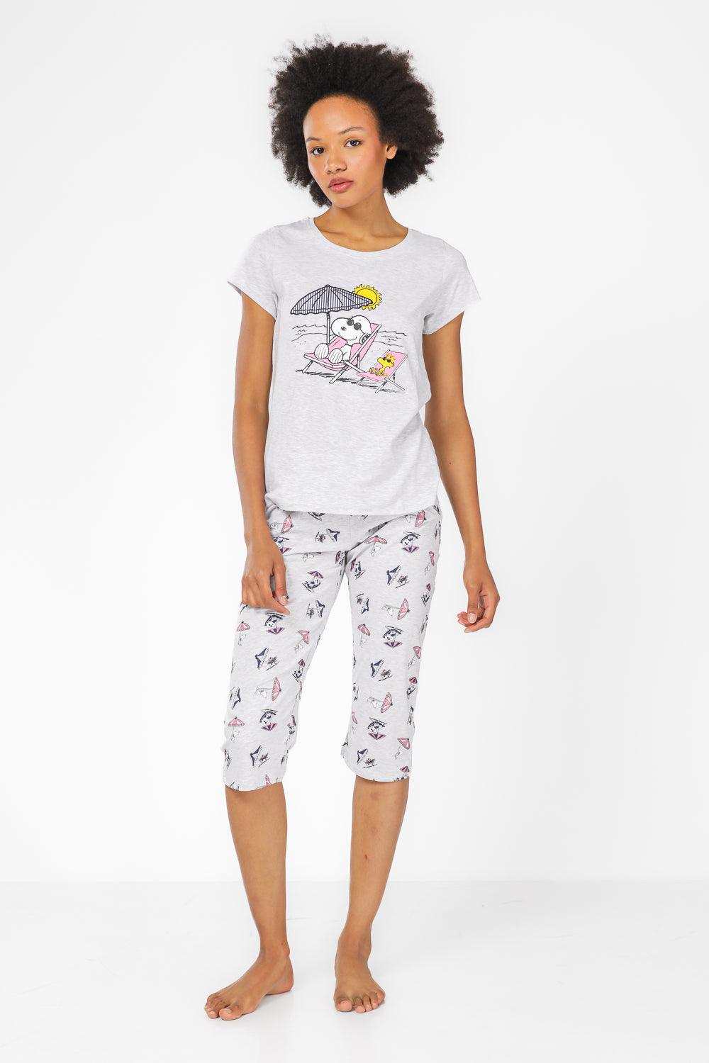 סט פיג'מה 3/4 סנופי משתזף בצבע אפור - MASHBIR//365