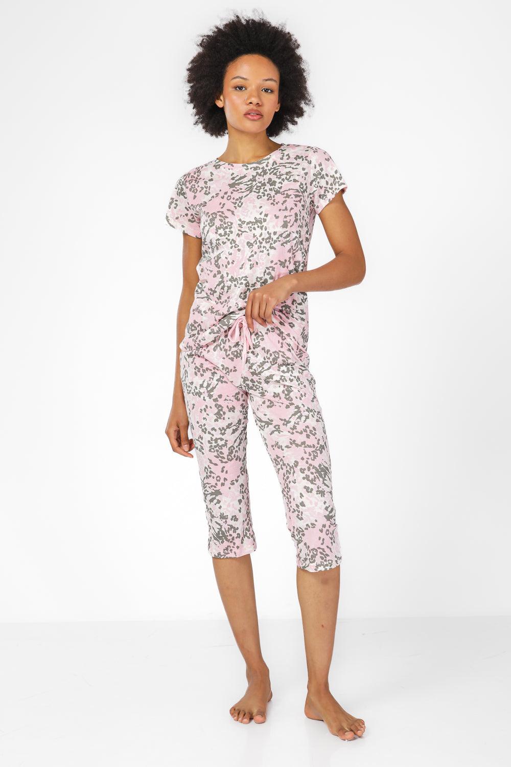 סט פיג'מה 3/4 בהדפס מנומר בגוון ורוד - MASHBIR//365