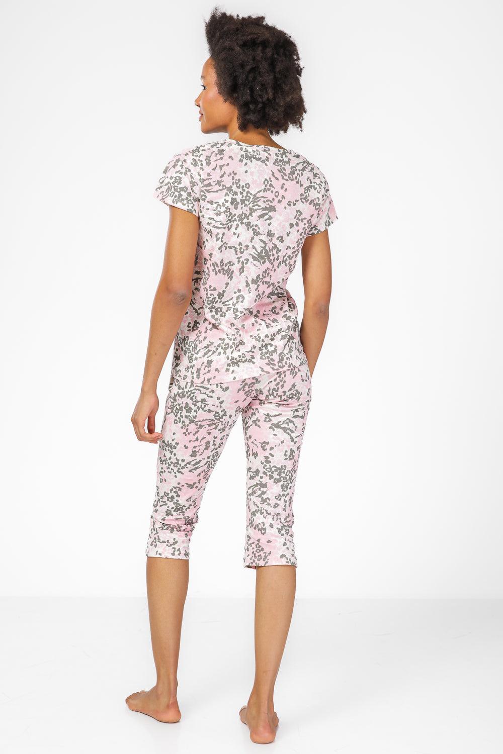סט פיג'מה 3/4 בהדפס מנומר בגוון ורוד - MASHBIR//365