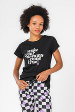 סט פיג'מה 3/4 בהדפס משבצות בצבע שחור - MASHBIR//365