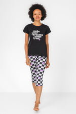 סט פיג'מה 3/4 בהדפס משבצות בצבע שחור - MASHBIR//365