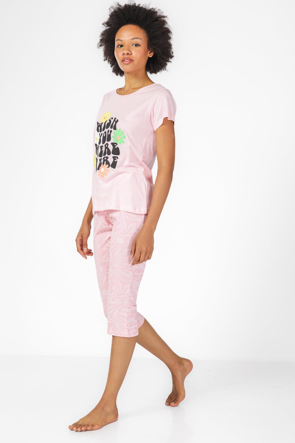 סט פיג'מה 3/4 לנשים בצבע ורוד - MASHBIR//365