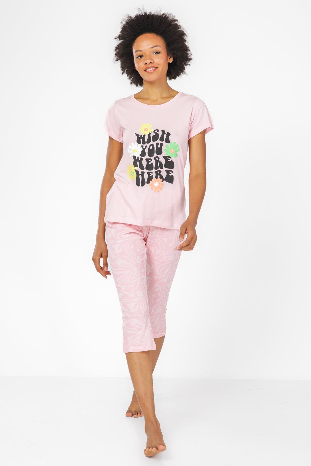 סט פיג'מה 3/4 לנשים בצבע ורוד - MASHBIR//365