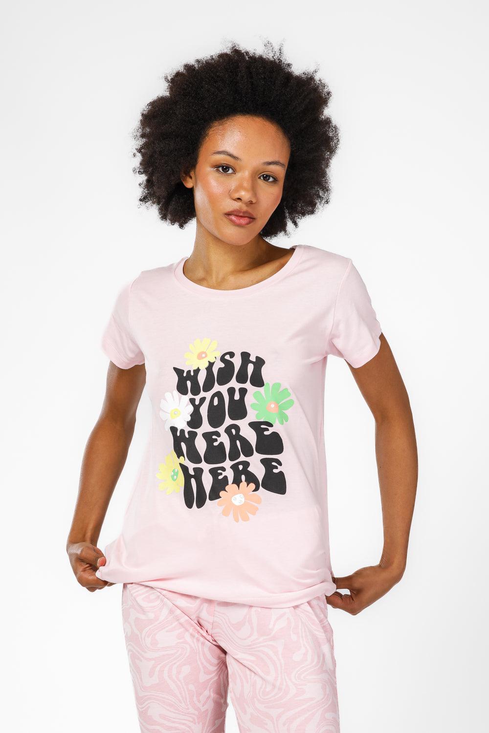 סט פיג'מה 3/4 לנשים בצבע ורוד - MASHBIR//365