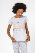 סט פיג'מה 3/4 בהדפס דקלים בצבע אפור - MASHBIR//365