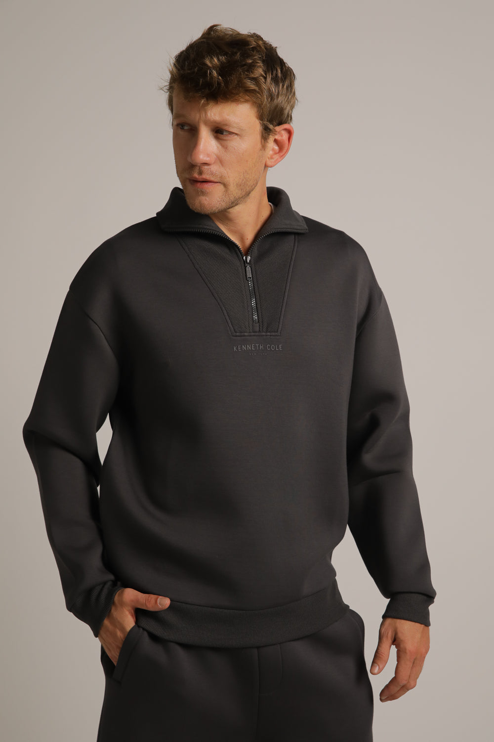 סווטשירט חצי רוכסן עם צווארון ריב | קנת קול