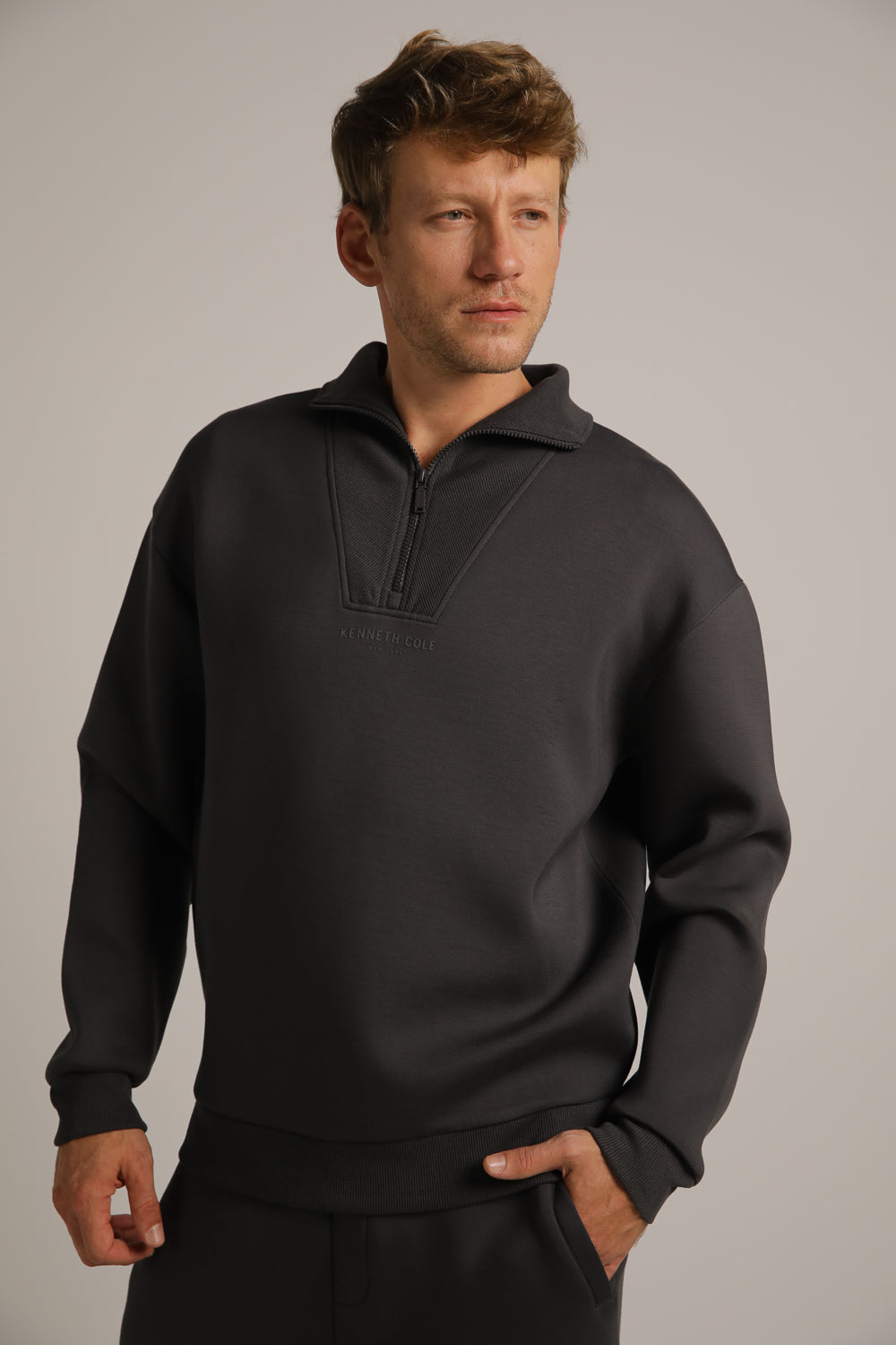 סווטשירט חצי רוכסן עם צווארון ריב | קנת קול