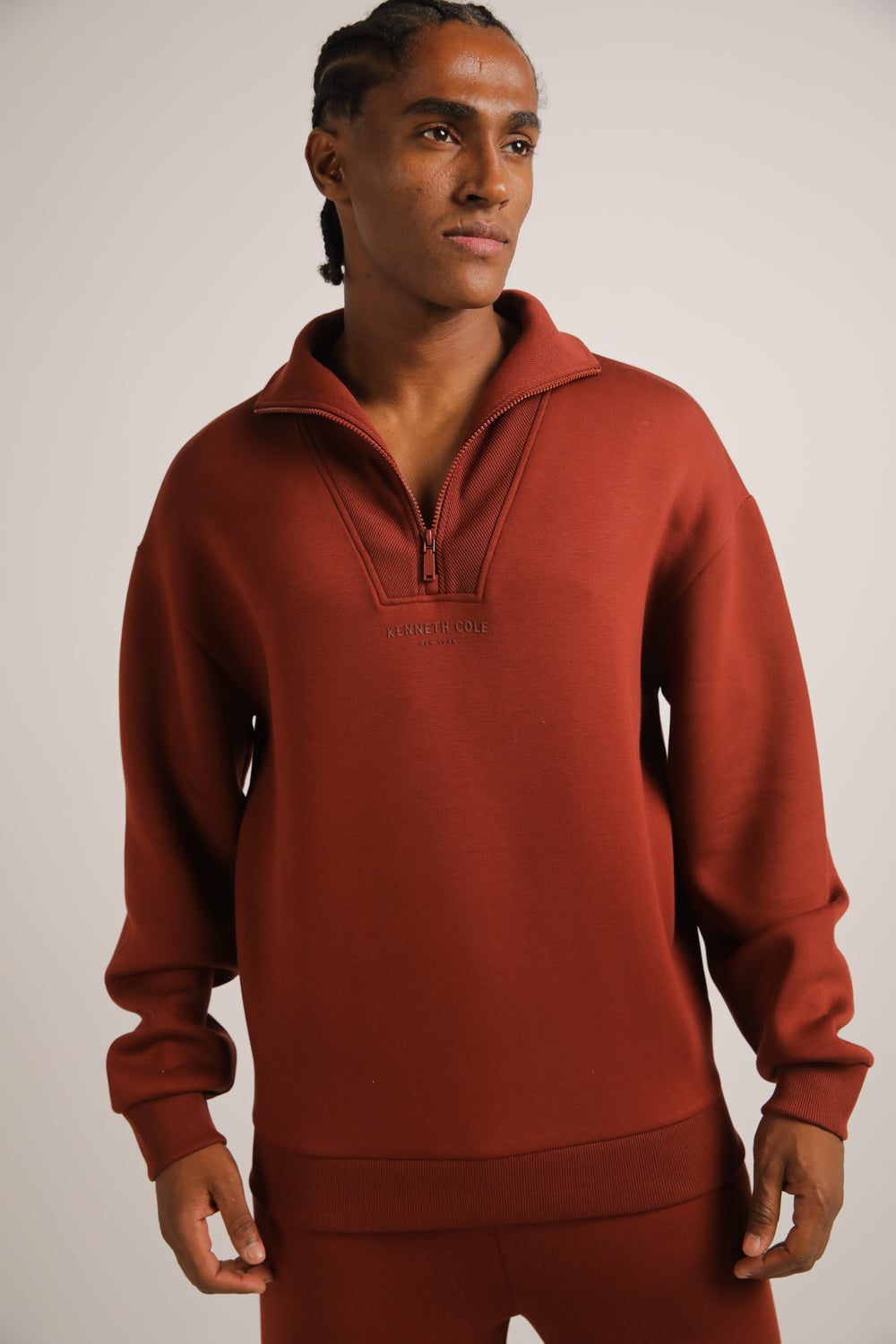 סווטשירט חצי רוכסן עם צווארון ריב | קנת קול