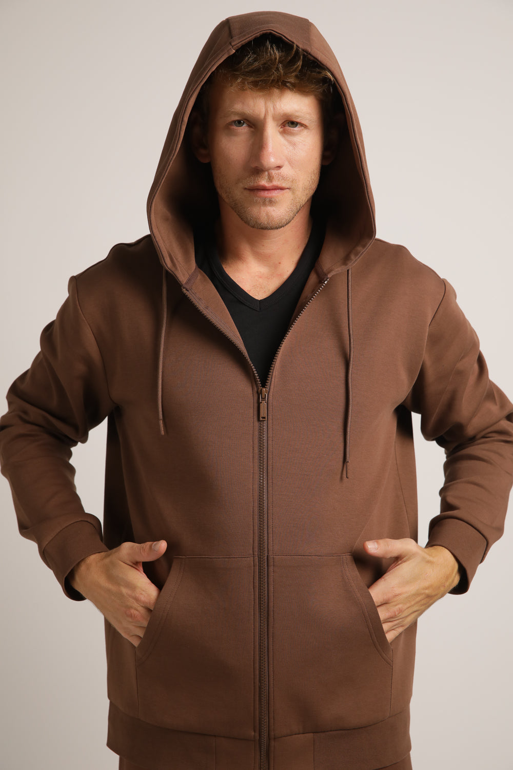 סווטשירט עם קפוצ'ון מבד אינטרלוק | קנת קול