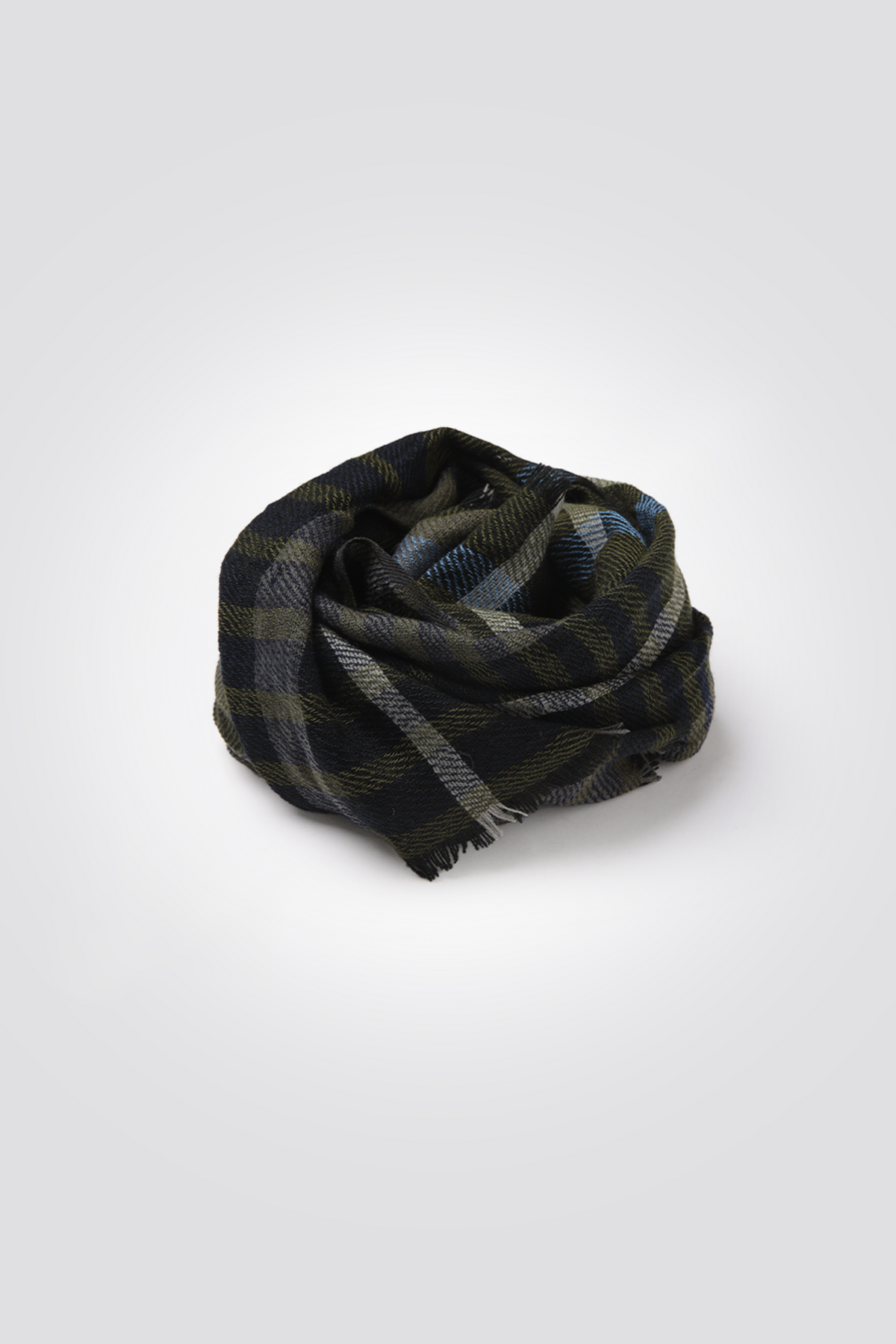 צעיף משבצות לגברים בצבע זית