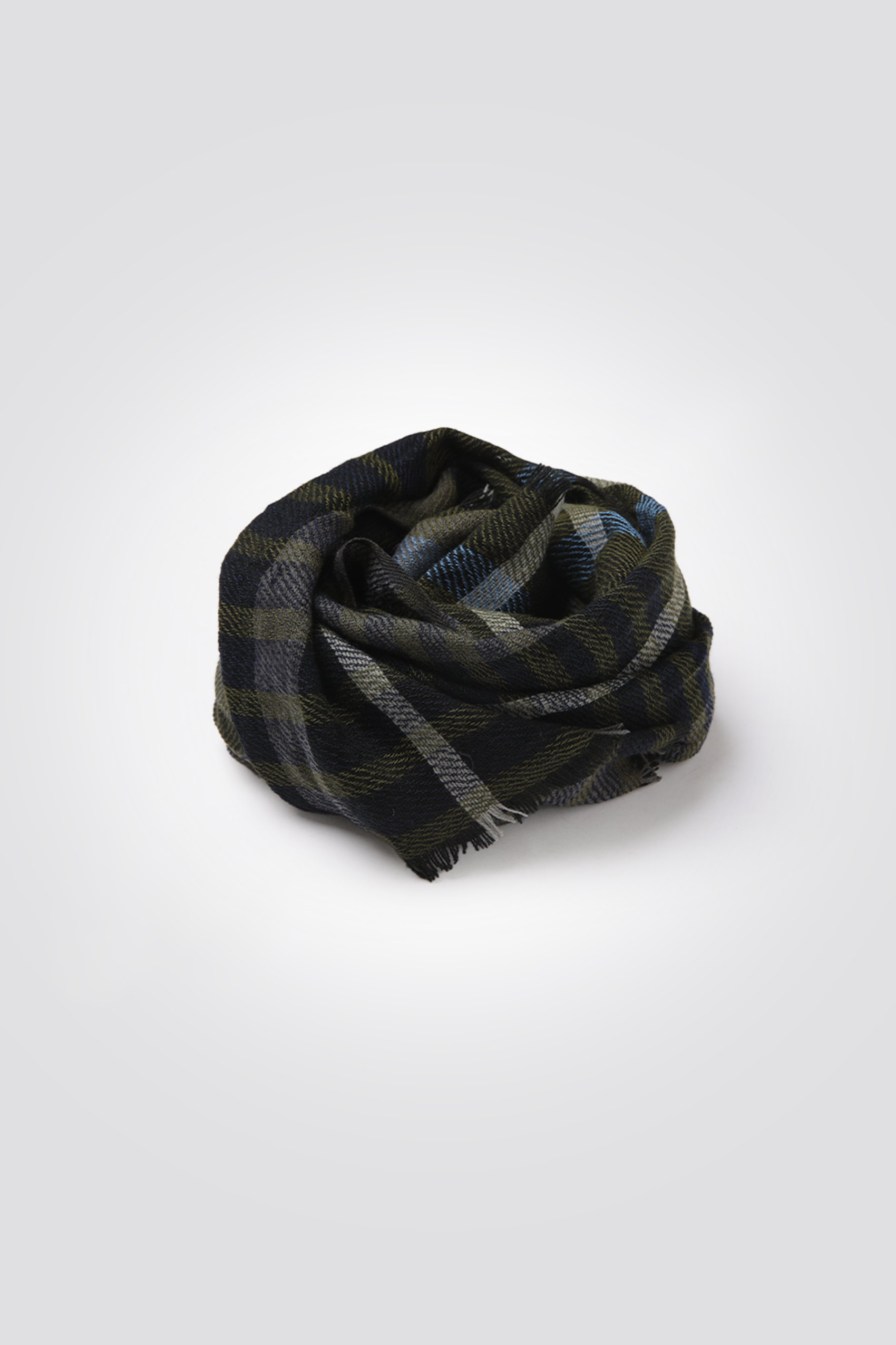 צעיף משבצות לגברים בצבע זית