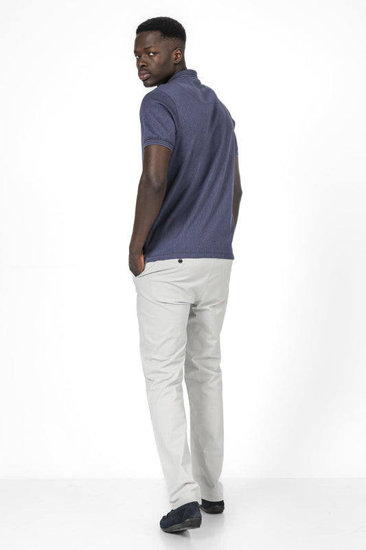 חולצת פולו ג'קארד לוגו בצבע נייבי - MASHBIR//365