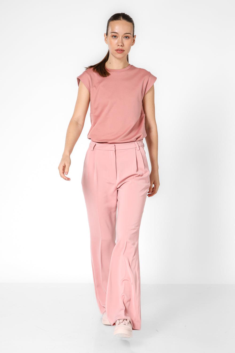 מכנסיים מחוייטים עם קפלים בצבע ורוד - MASHBIR//365