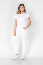 טישירט קצרה עם שרוולי סאטן בצבע לבן - MASHBIR//365