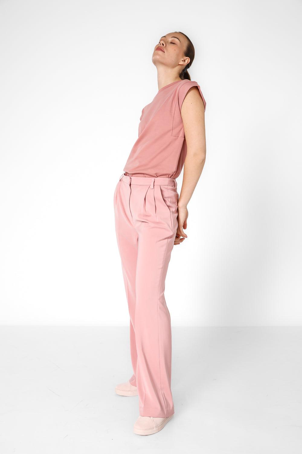 טישירט קצרה ללא שרוולים בצבע ורוד - MASHBIR//365