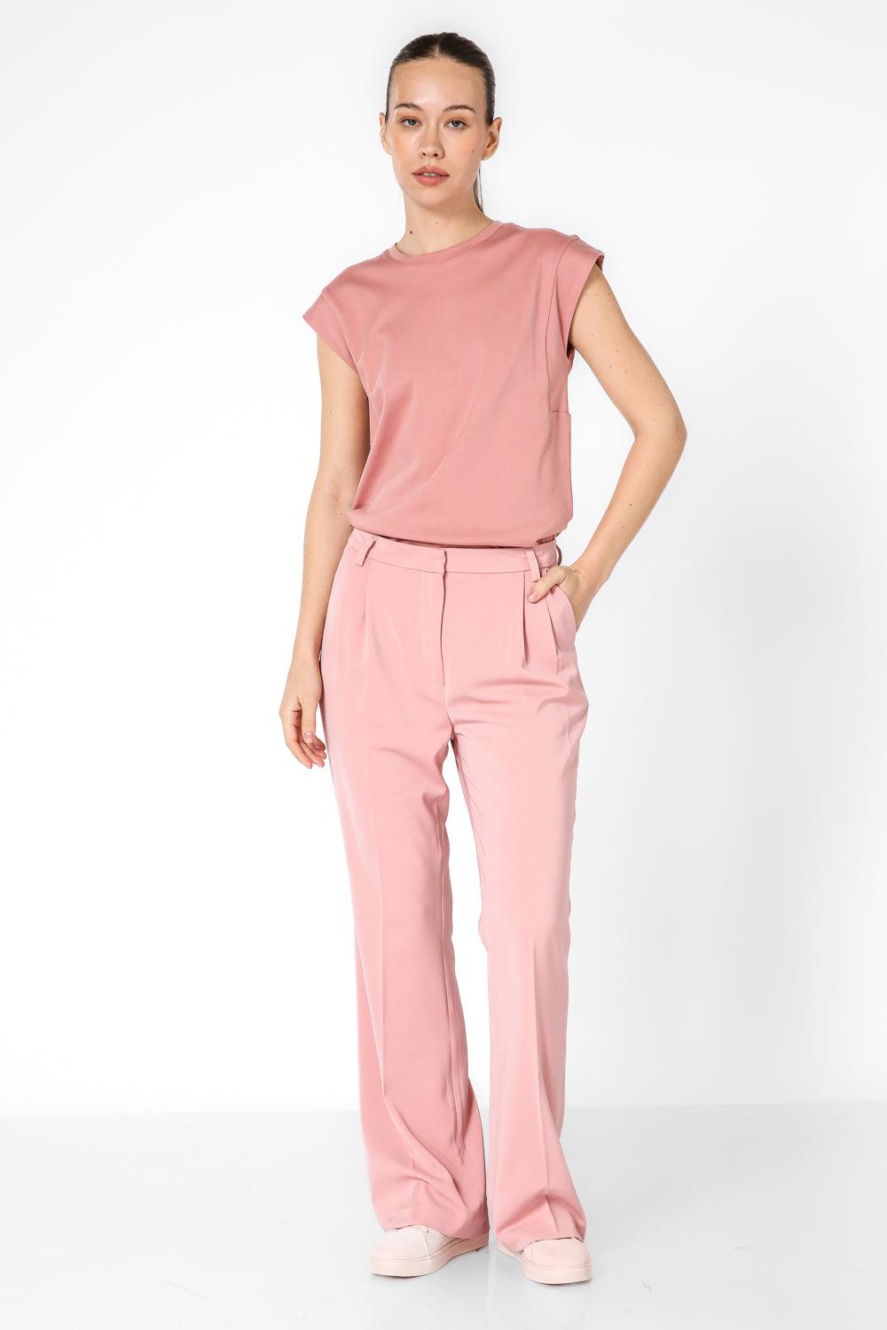 טישירט קצרה ללא שרוולים בצבע ורוד - MASHBIR//365