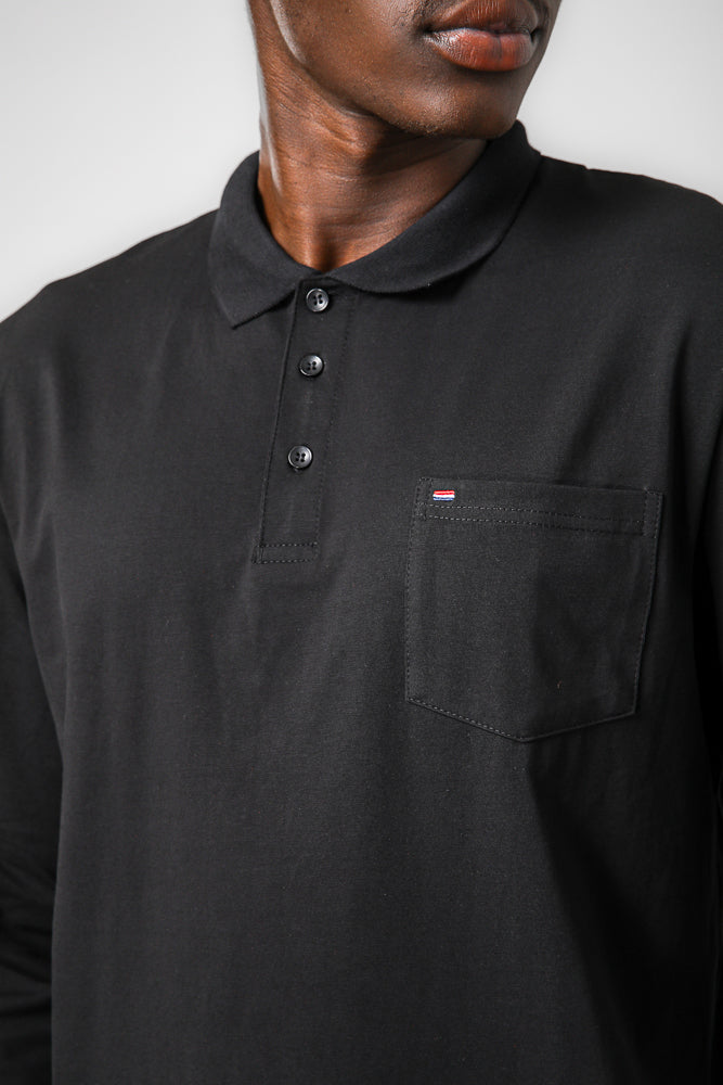 חולצת פולו ארוכה בצבע שחור