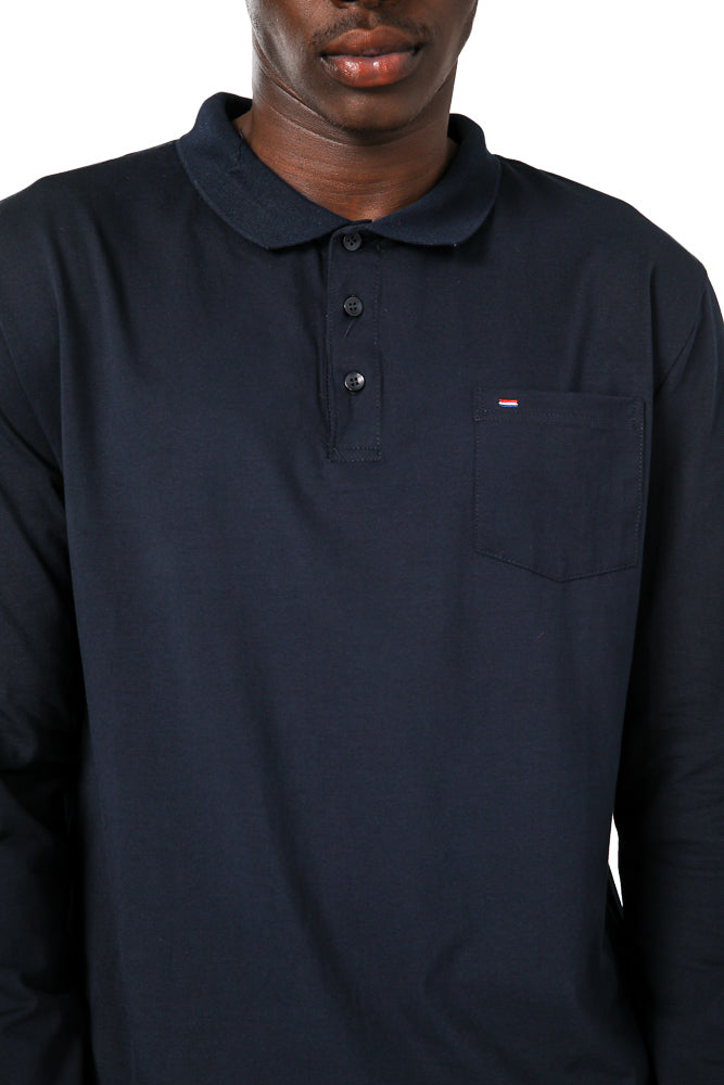 חולצת פולו ארוכה בצבע נייבי