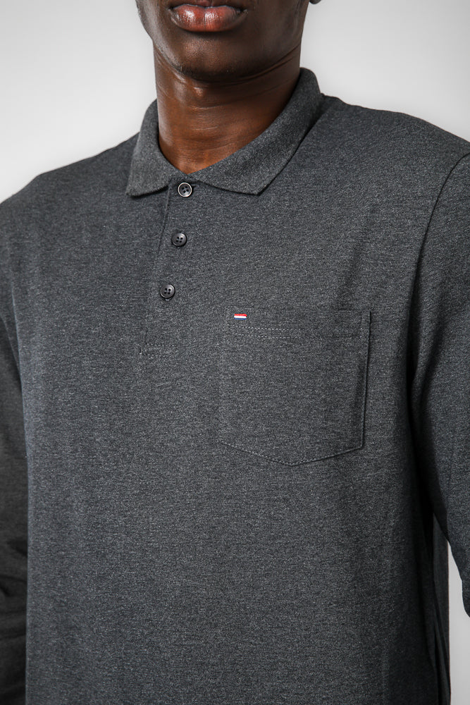 חולצת פולו ארוכה בצבע אפור כהה