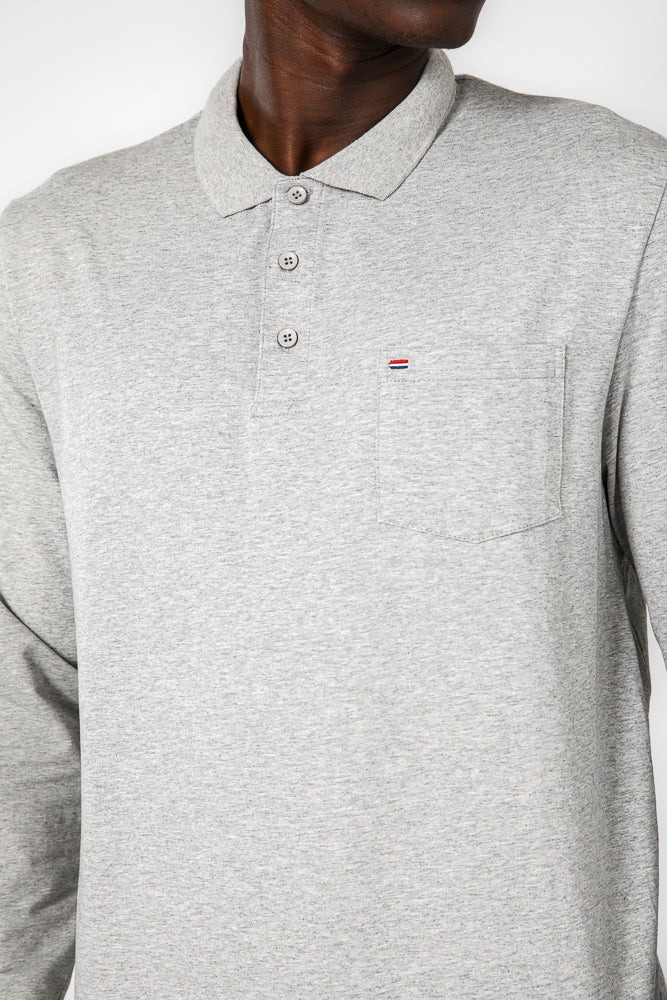 חולצת פולו ארוכה בצבע אפור בהיר