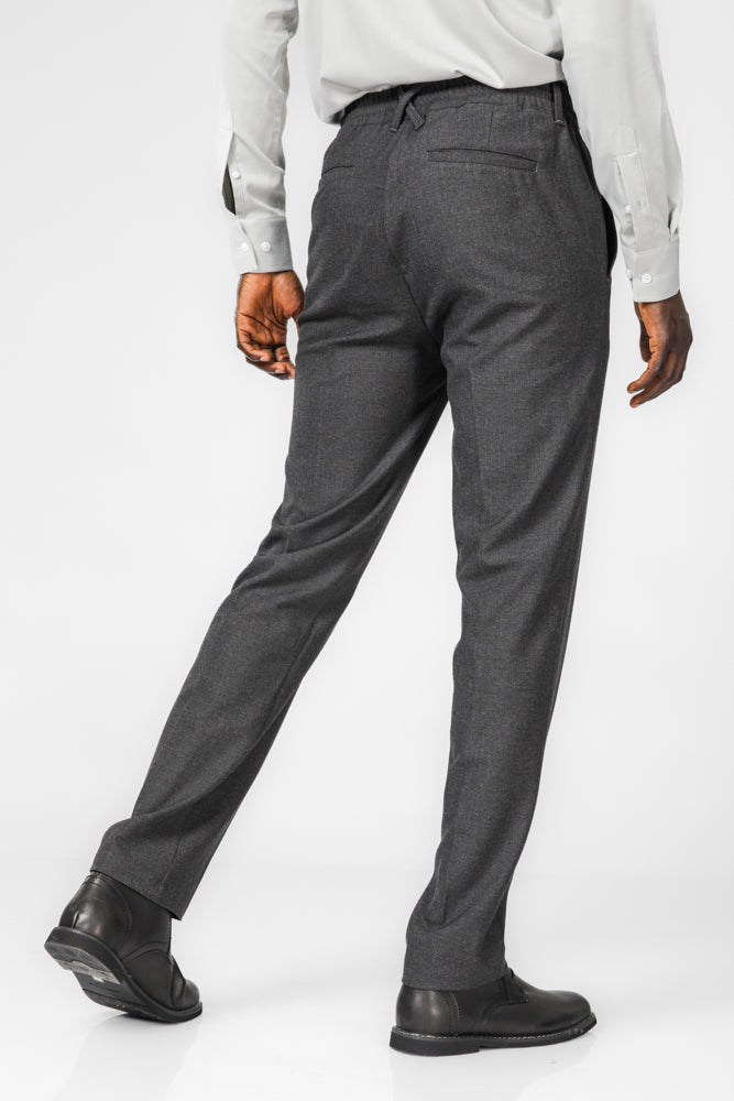 מכנסיים אלגנטיים עם שרוך בצבע אפור כהה