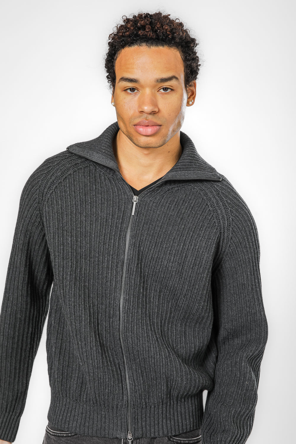 CHARCOAL קרדיגן ריב פתוח