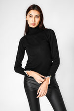 סריג בייסיק צווארון גולף בצבע שחור | קנת קול