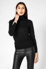 סריג בייסיק צווארון גולף בצבע שחור | קנת קול