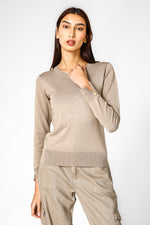 סריג קלאסי עם מפתח עגול לנשים  | קנת קול