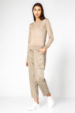 סריג קלאסי עם מפתח עגול לנשים  | קנת קול