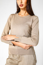 סריג קלאסי עם מפתח עגול לנשים  | קנת קול