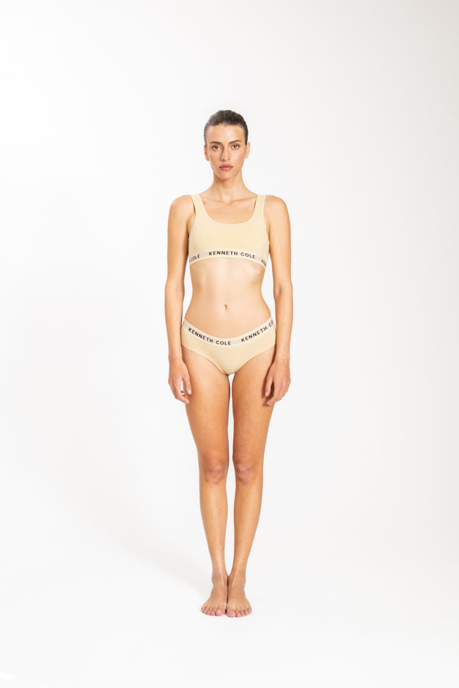 טאנק טופ לוגו עם גומי רחב בצבע ניוד