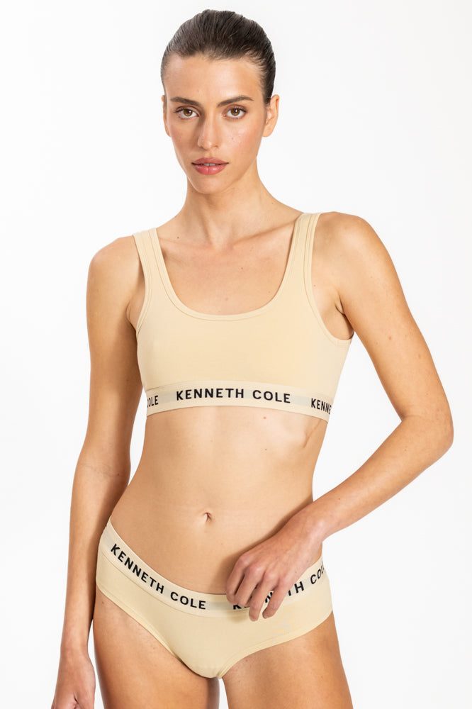 טאנק טופ לוגו עם גומי רחב בצבע ניוד