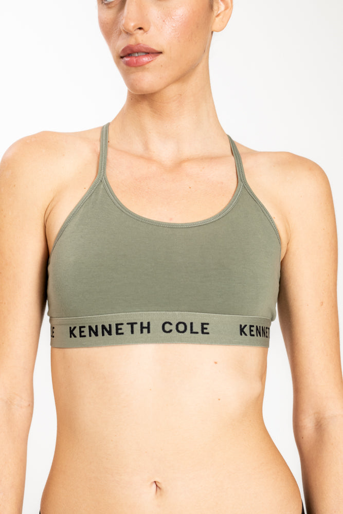 גוזיית ספגטי לוגו עם גומי צר בצבע ירוק זית