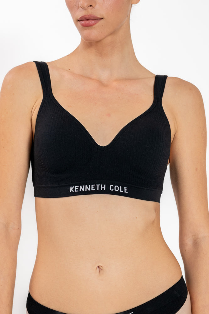 חזיה מרופדת ריב רחב אל-תפר בצבע שחור