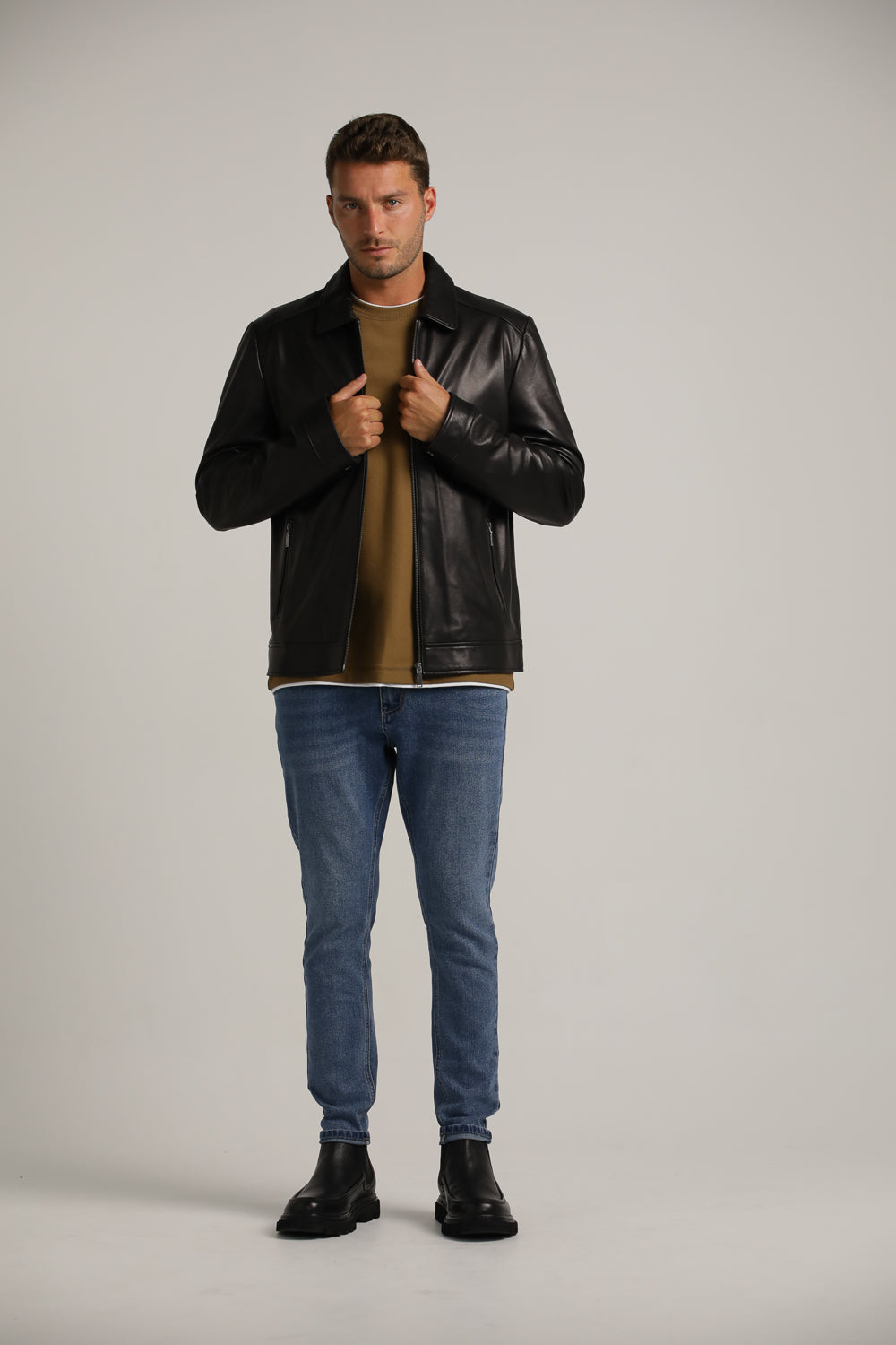 ג'קט בלוזון עור בצבע שחור | קנת קול