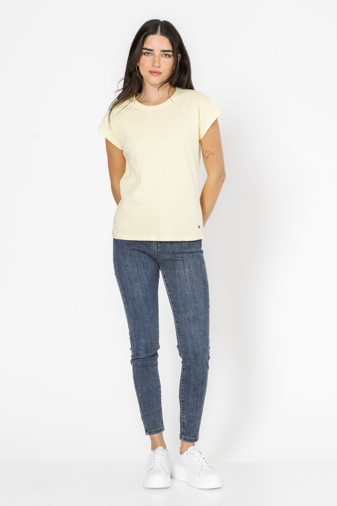 טישירט כותנה פרימיום ללא שרוול בצבע וניל