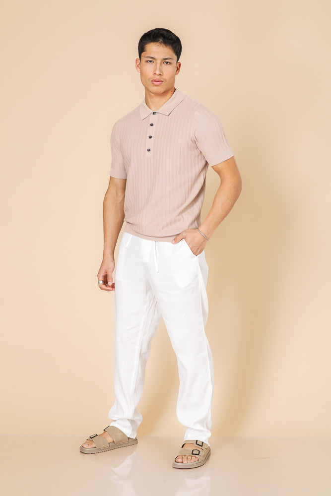 סריג פולו דק בצבע בז'