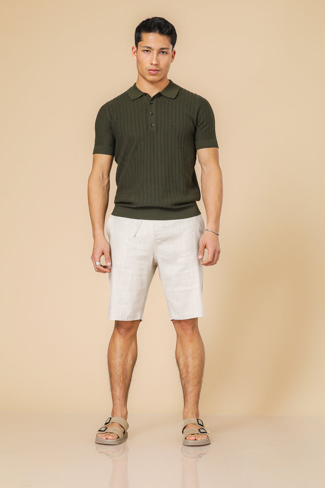 סריג פולו דק בצבע ירוק זית